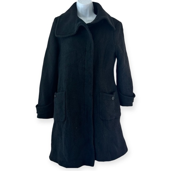 TED BAKER Womens Wool Mohair Blend Black Single Breasted Peacoat TB Size 4 US 8 - Picture 2 of 15